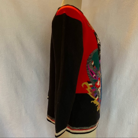 Diane Freis M/L cashmere/wool jacquard sweater - Picture 6 of 8